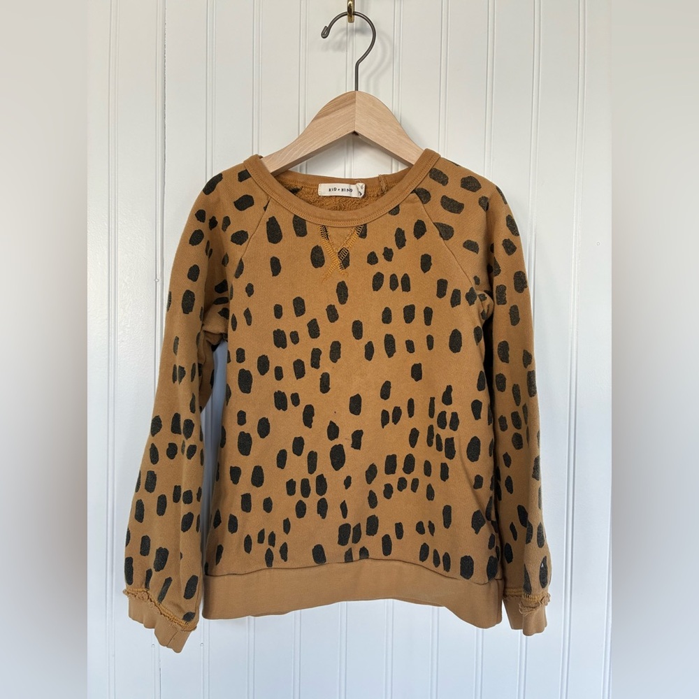 Kid + Kind Screen Printed Brown and Black Leopard Print Sweatshirt size 8